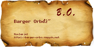 Barger Orbó névjegykártya